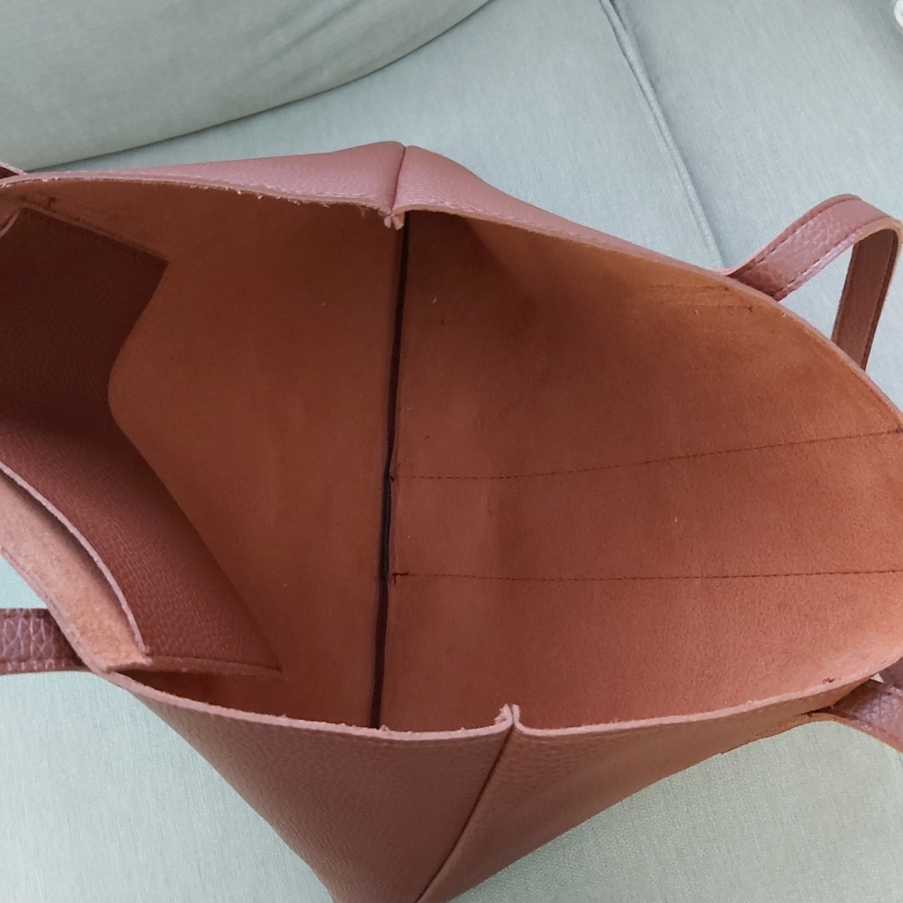Vince Camuto brown vegan faux leather pleather tote bag - Picture 6 of 11